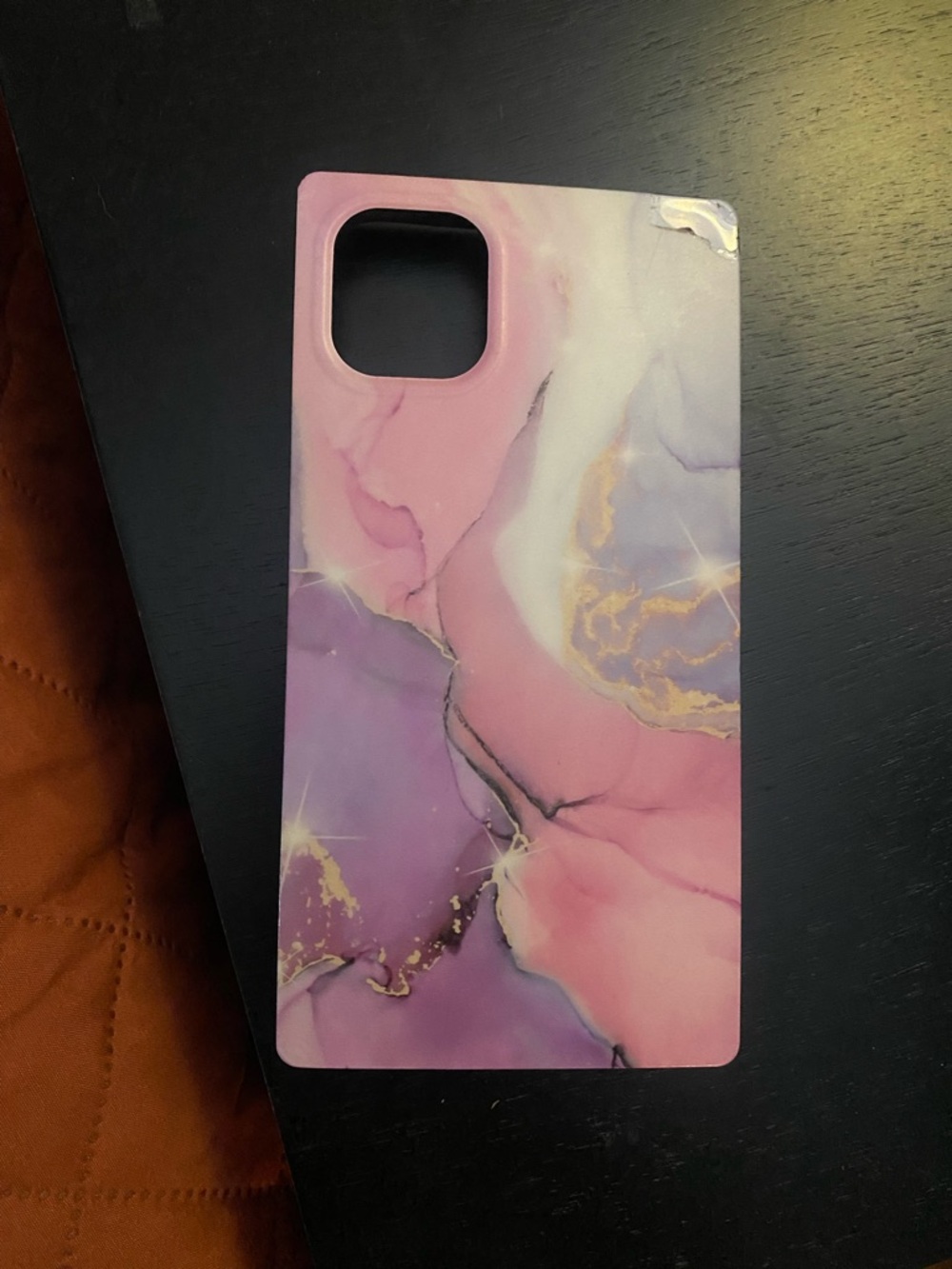 SHEIN Pink Purple Marble Phone Case with Gold Veining